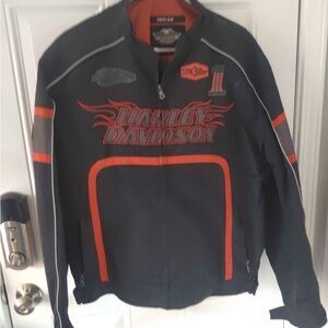Harley-Davidson Men's Gray, Black and Orange Jacket